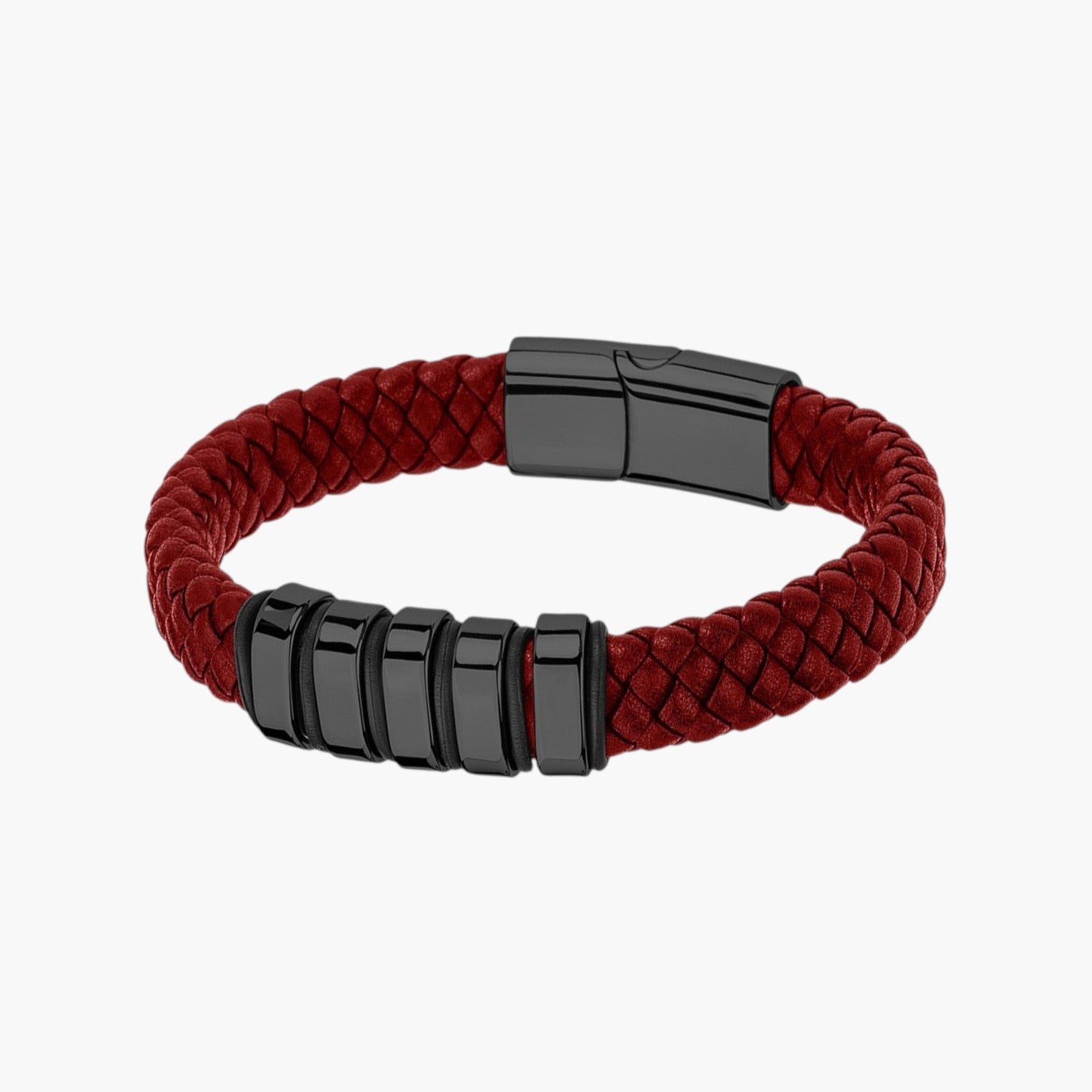 Pulseira em Couro e Aço Inoxidável