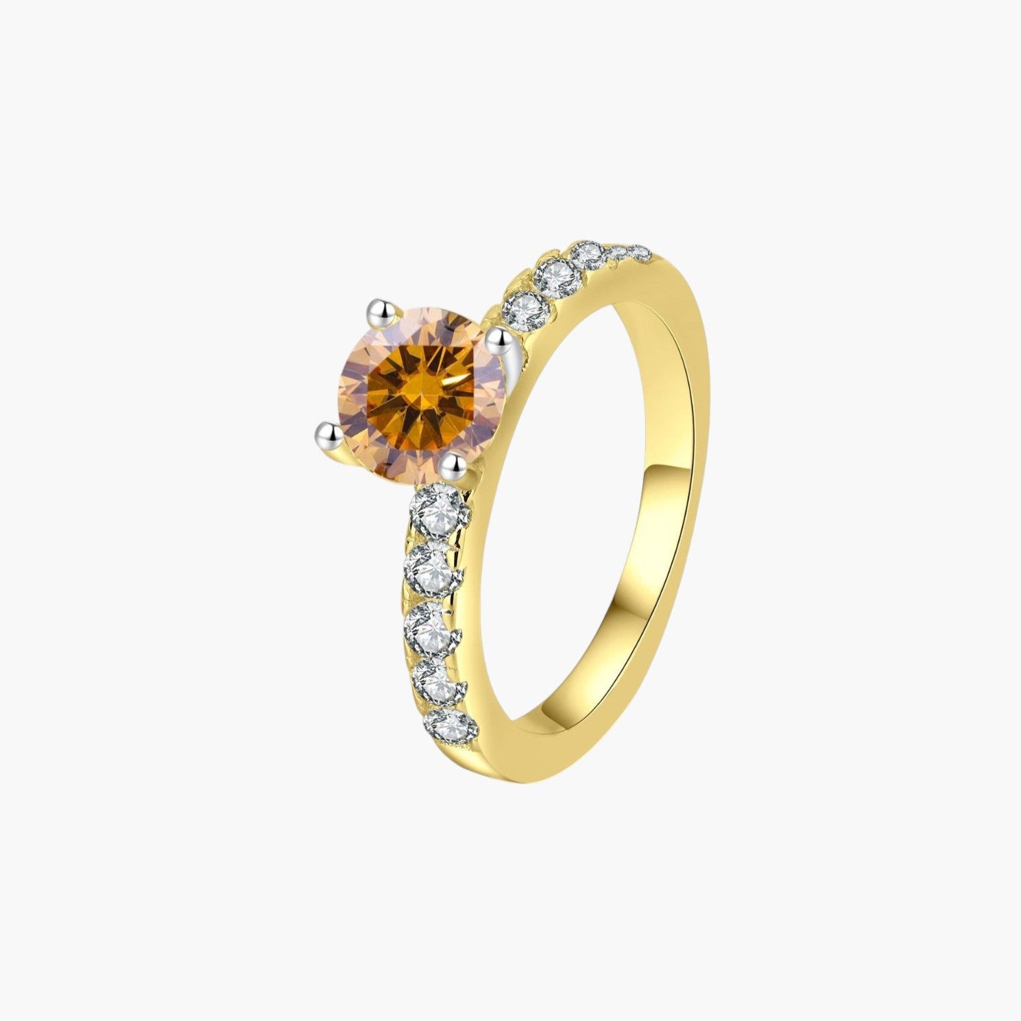 Anel Solitário com Moissanite em Prata de Lei 925