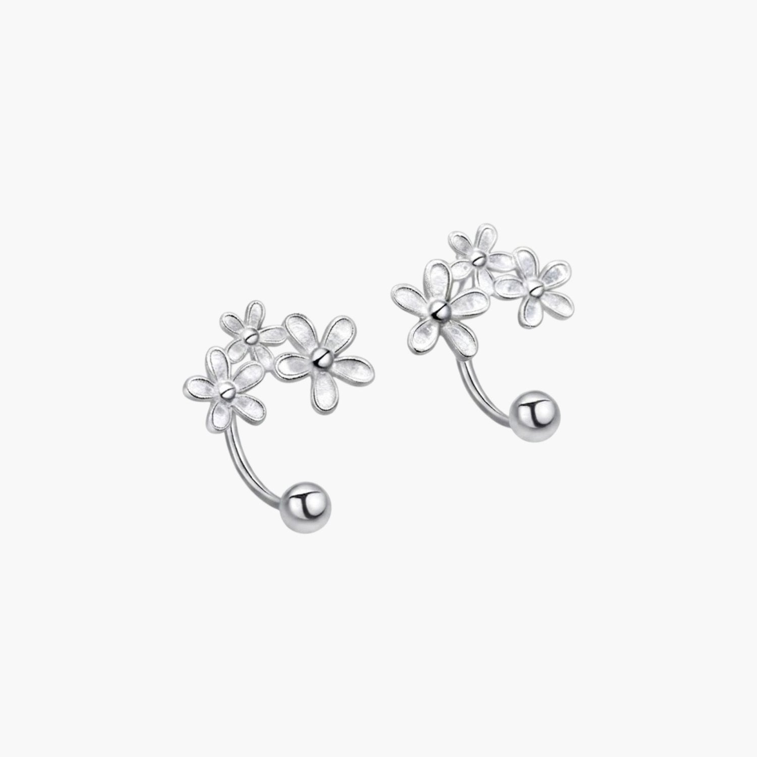 Brincos Trio de Flores em Prata de Lei 925
