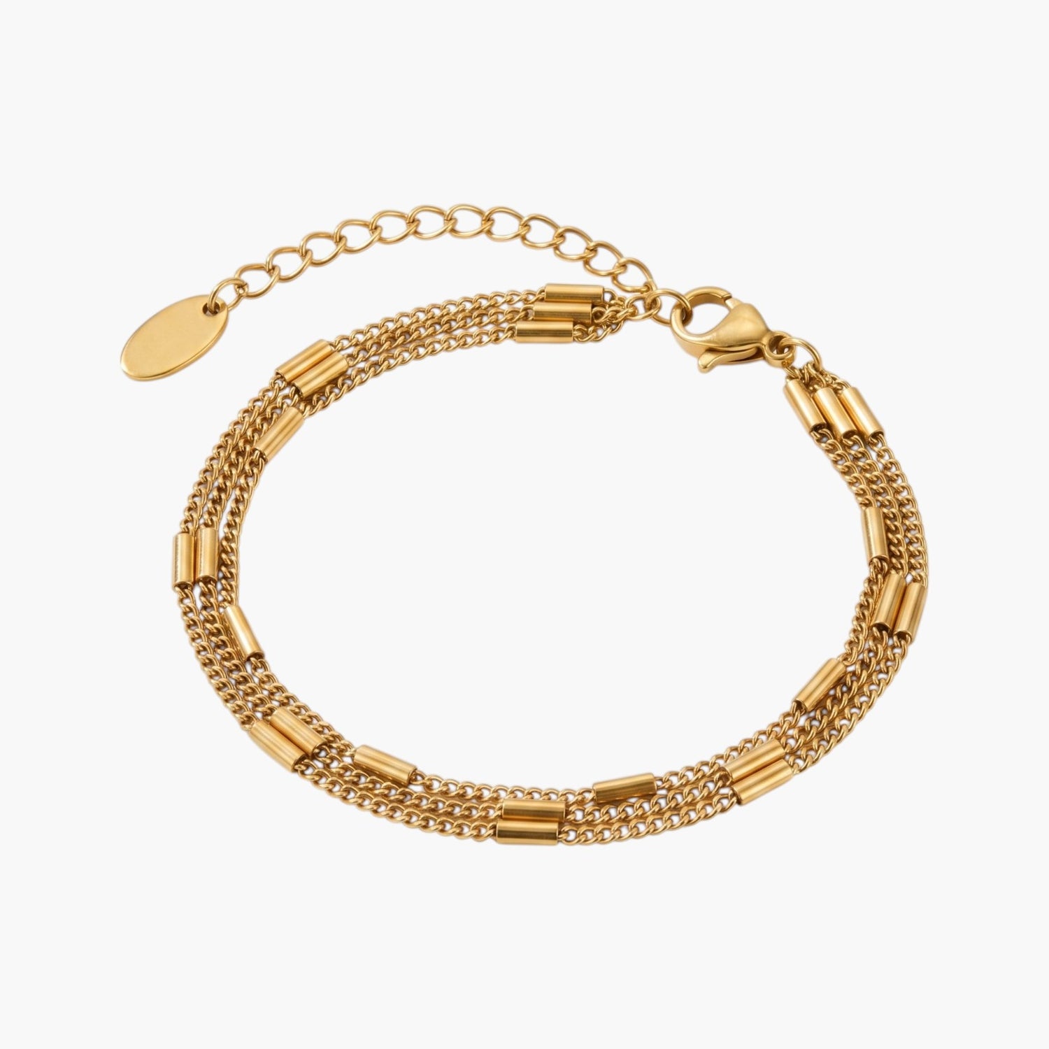 Pulseira Minimalista Multicamadas em Aço Inoxidável