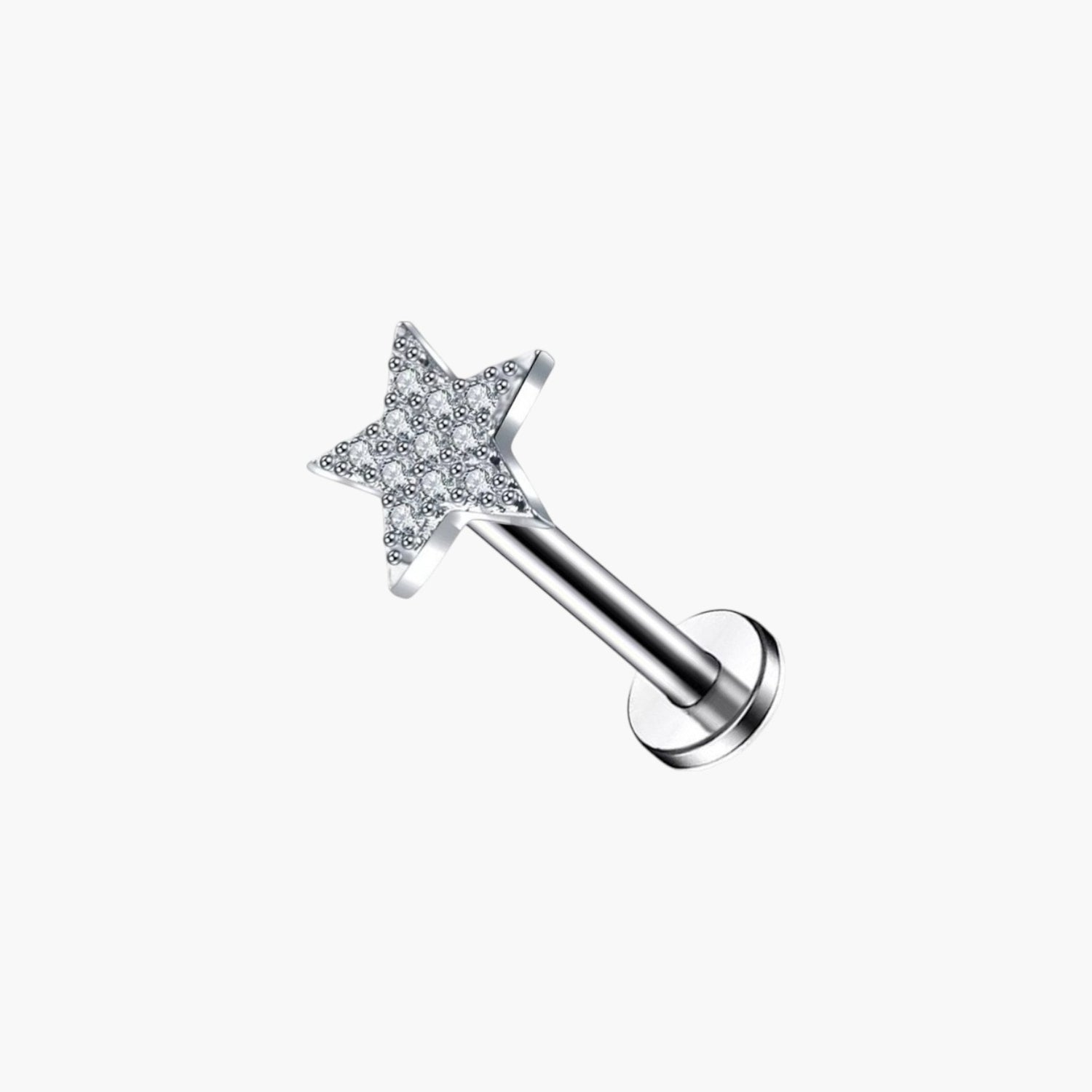 Piercing de Orelha Lua e Cruz com Zircónias