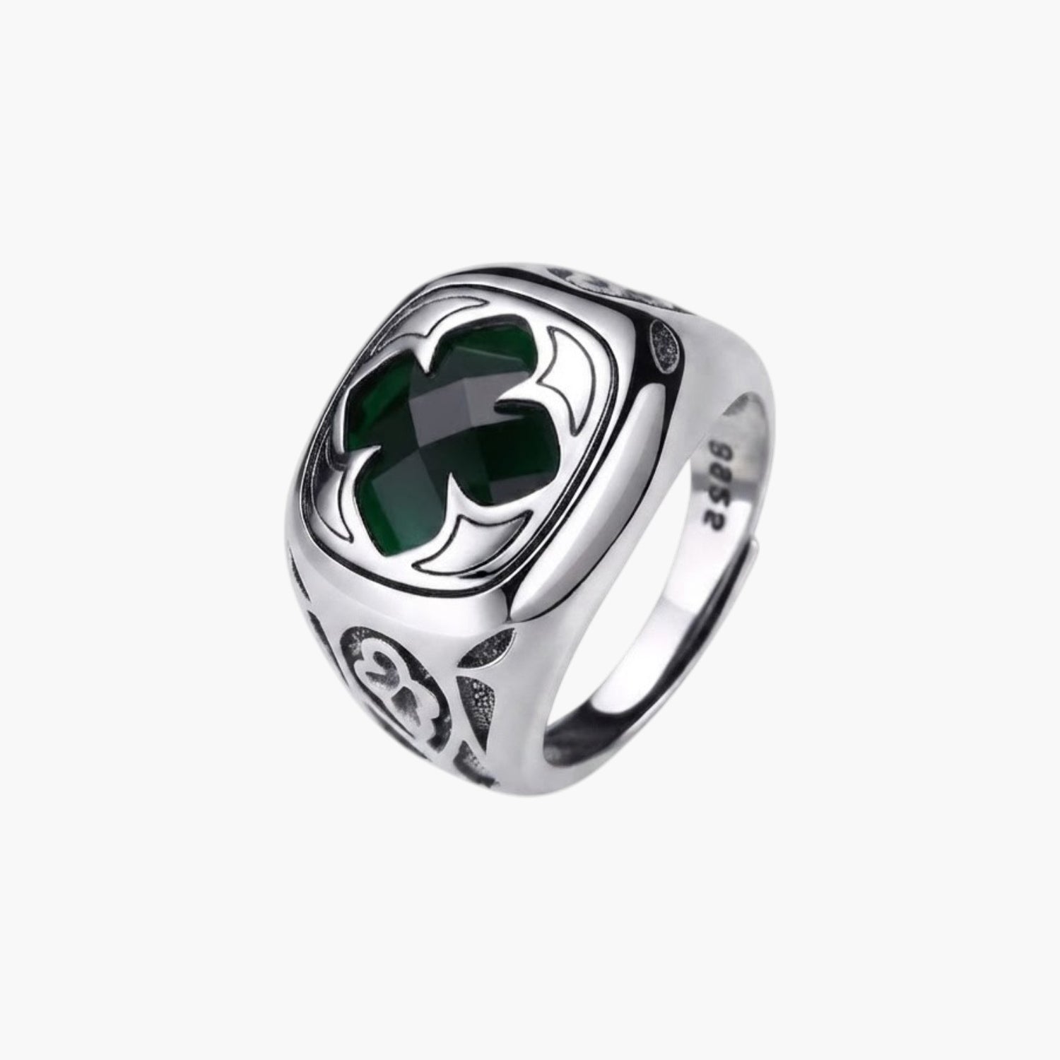 Anel Cavalier Emerald Cross em Prata de Lei 925