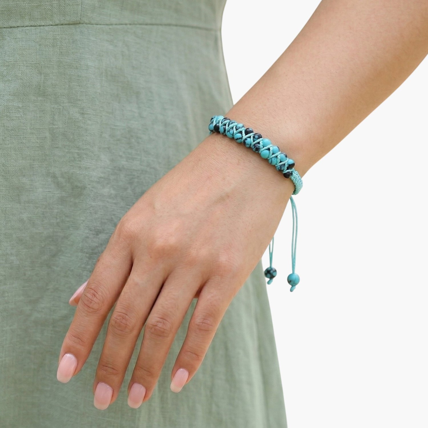 Pulseira Boho em Corda com Pedras Naturais