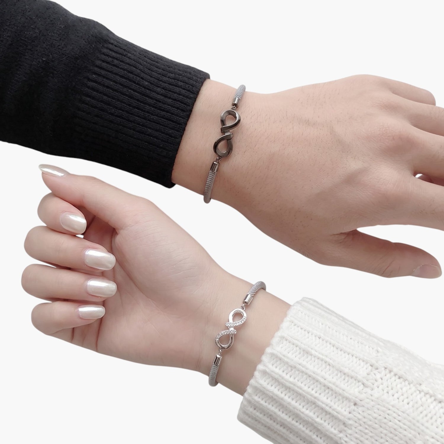 Pulseira de Casal Infinito em Prata de Lei 925