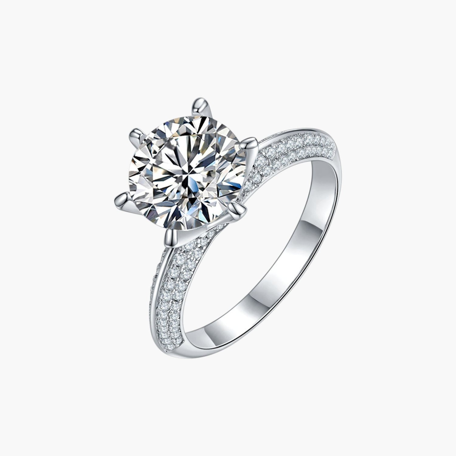 Anel Solitário em Prata de Lei 925 com Moissanite