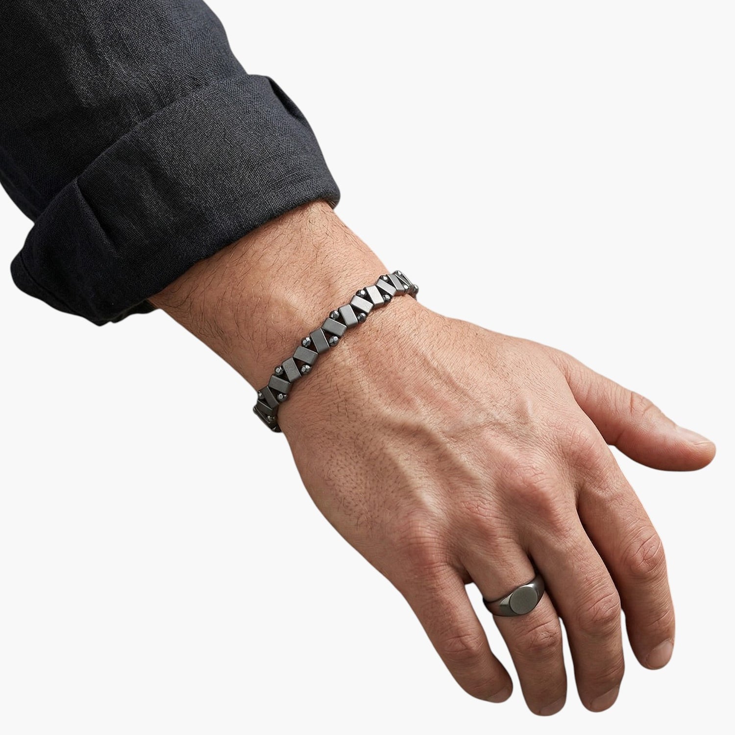 Pulseira Artesanal com Ónix Negro e Obsidiana