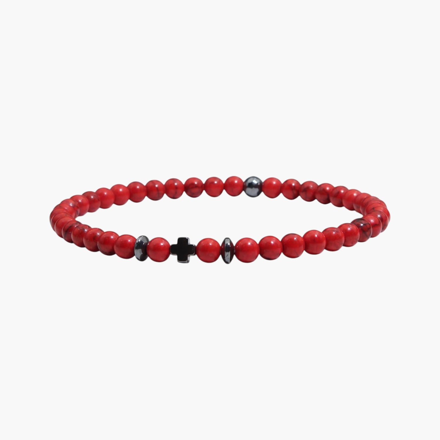 Pulseira em Pedra Natural com Cruz de Obsidiana