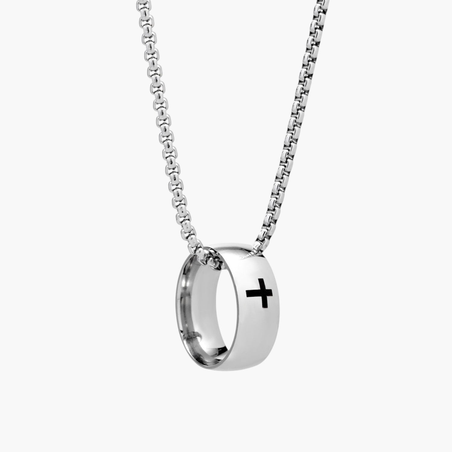 Colar Ring Cross em Aço Inoxidável 316L