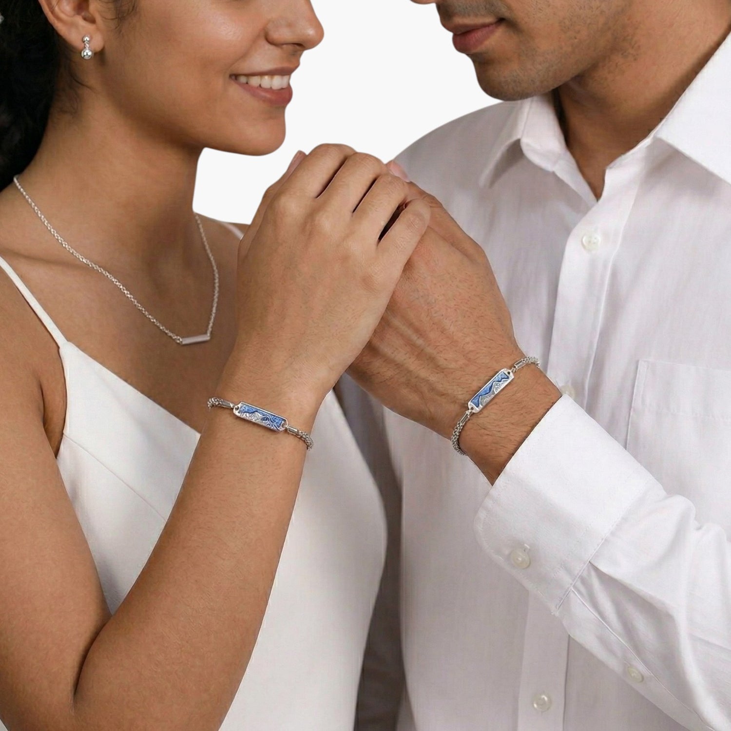 Pulseira Trançada para Casal em Prata 925