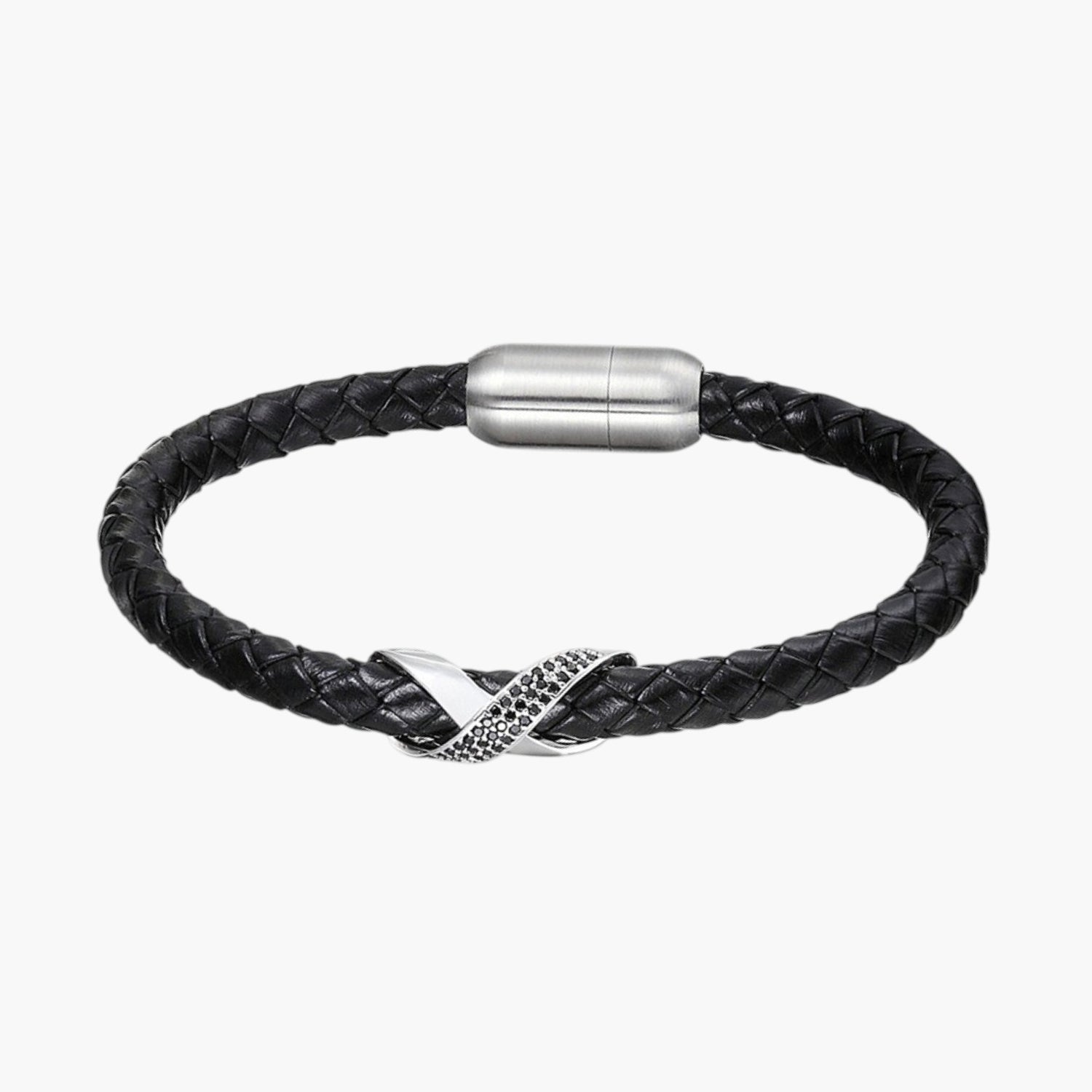 Pulseira de Couro e Aço Inoxidável 316L