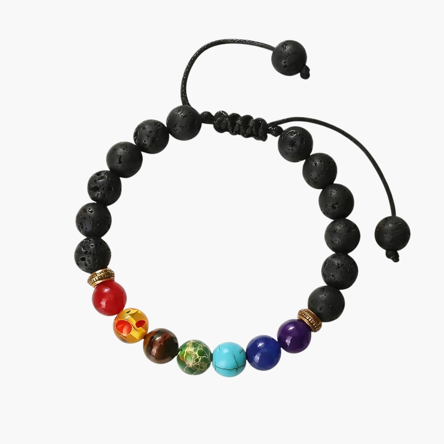 Pulseira de Pedra Natural Vulcânica e Semipreciosas
