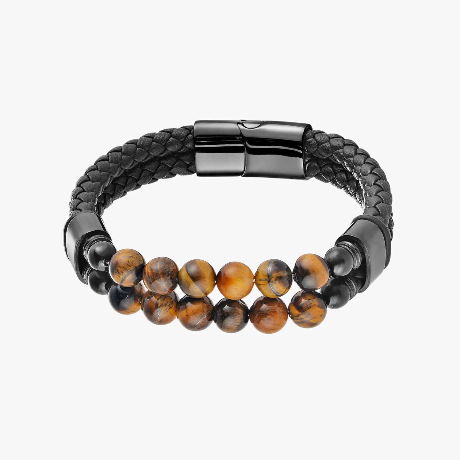 Pulseira de Couro e Pedra Natural