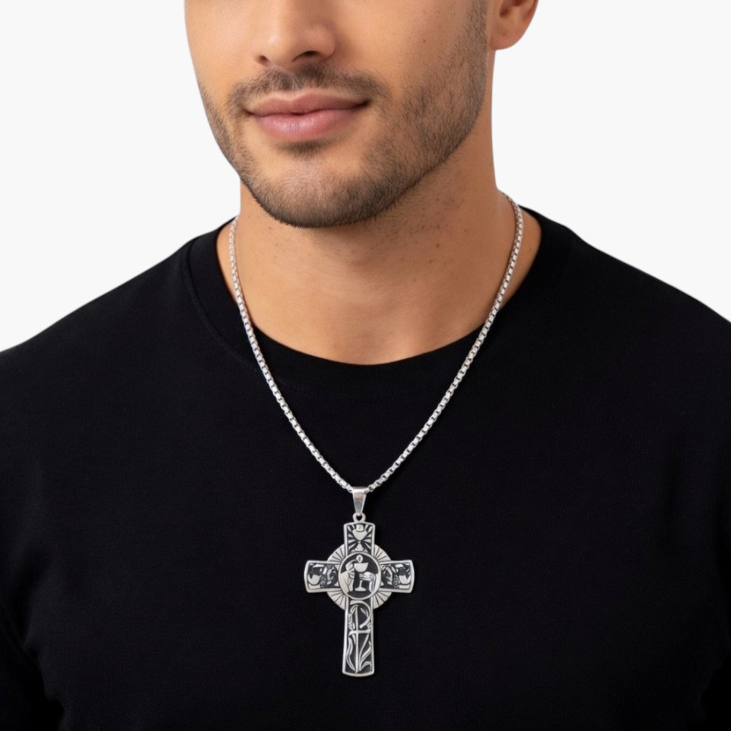 Colar Cruz Holy Halo em Aço Inoxidável