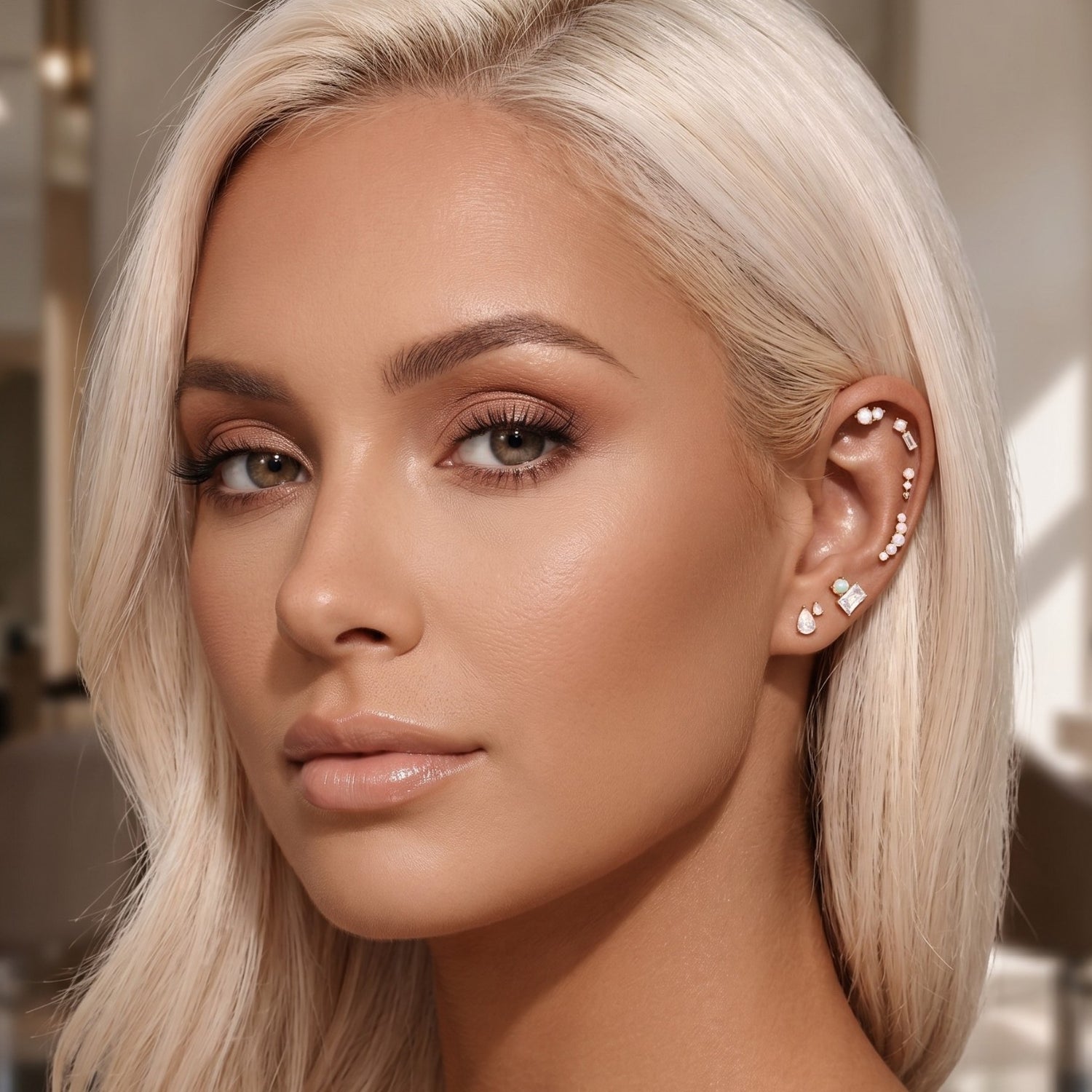 Piercing de Orelha em Prata 925 com Zircónias