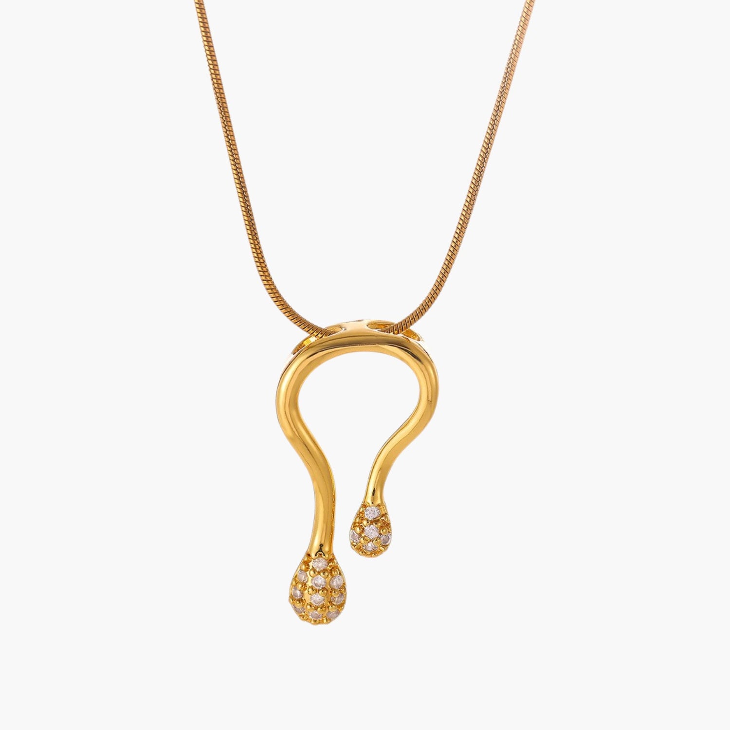 Colar de Clavícula com Design Curvo em U e Zircónias