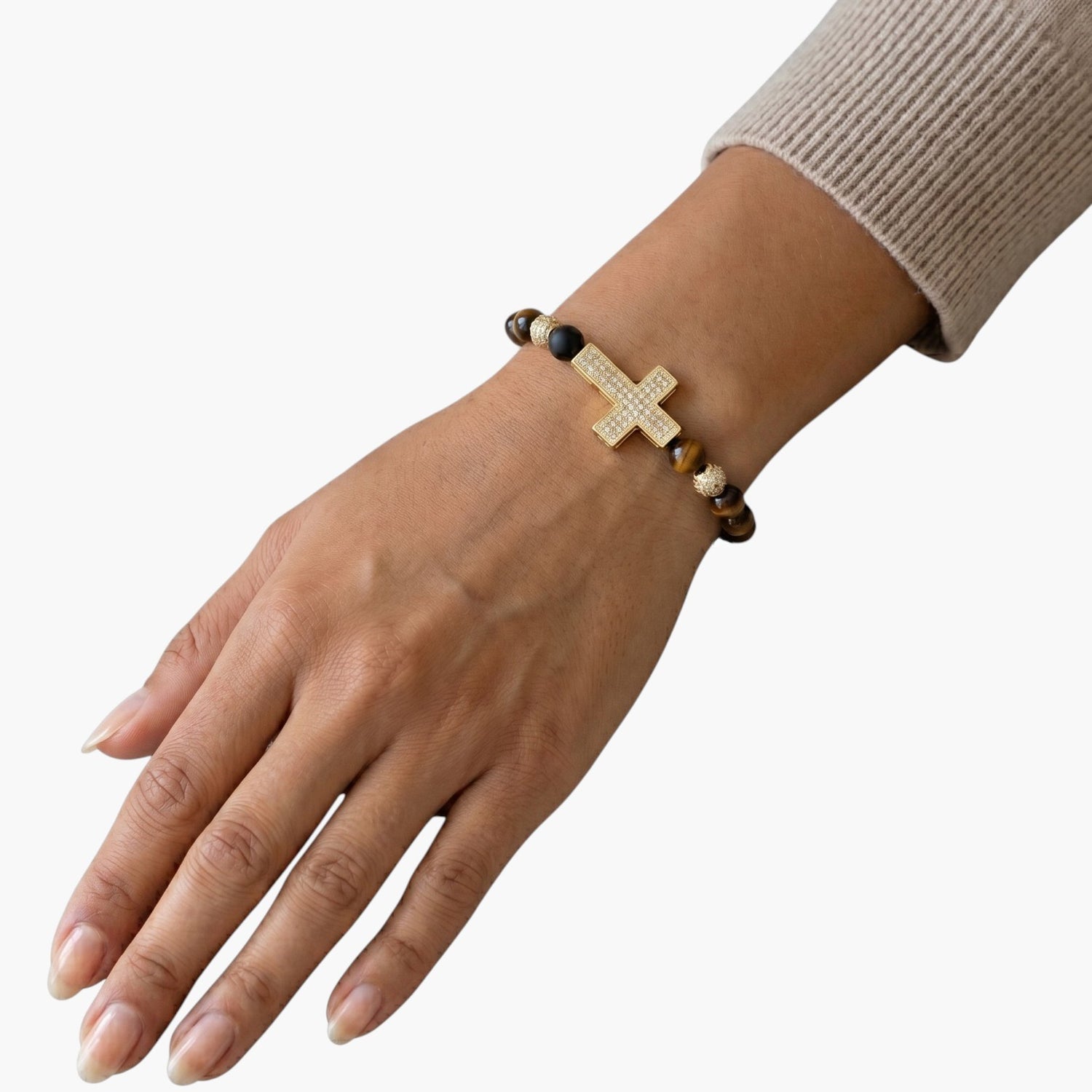 Pulseira Cruz com Pedra Natural