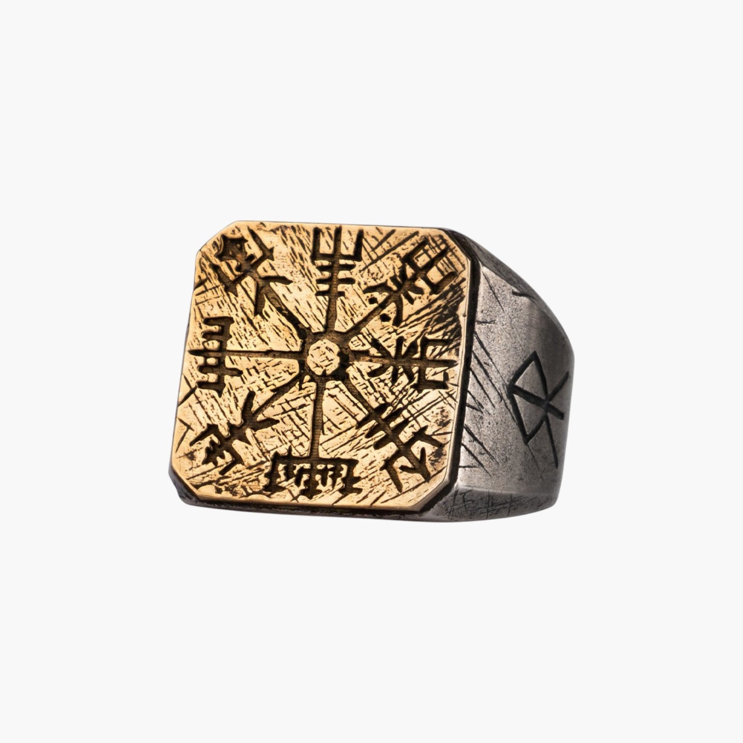 Anel Nórdico Vegvísir em Prata de Lei 925