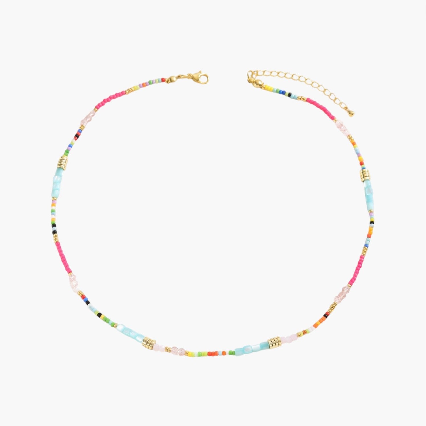 Colar Choker Boémio com Cristais Coloridos