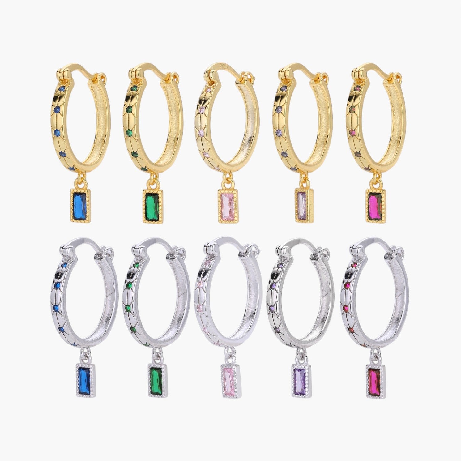Brincos Argola com Pendente em Prata de Lei 925