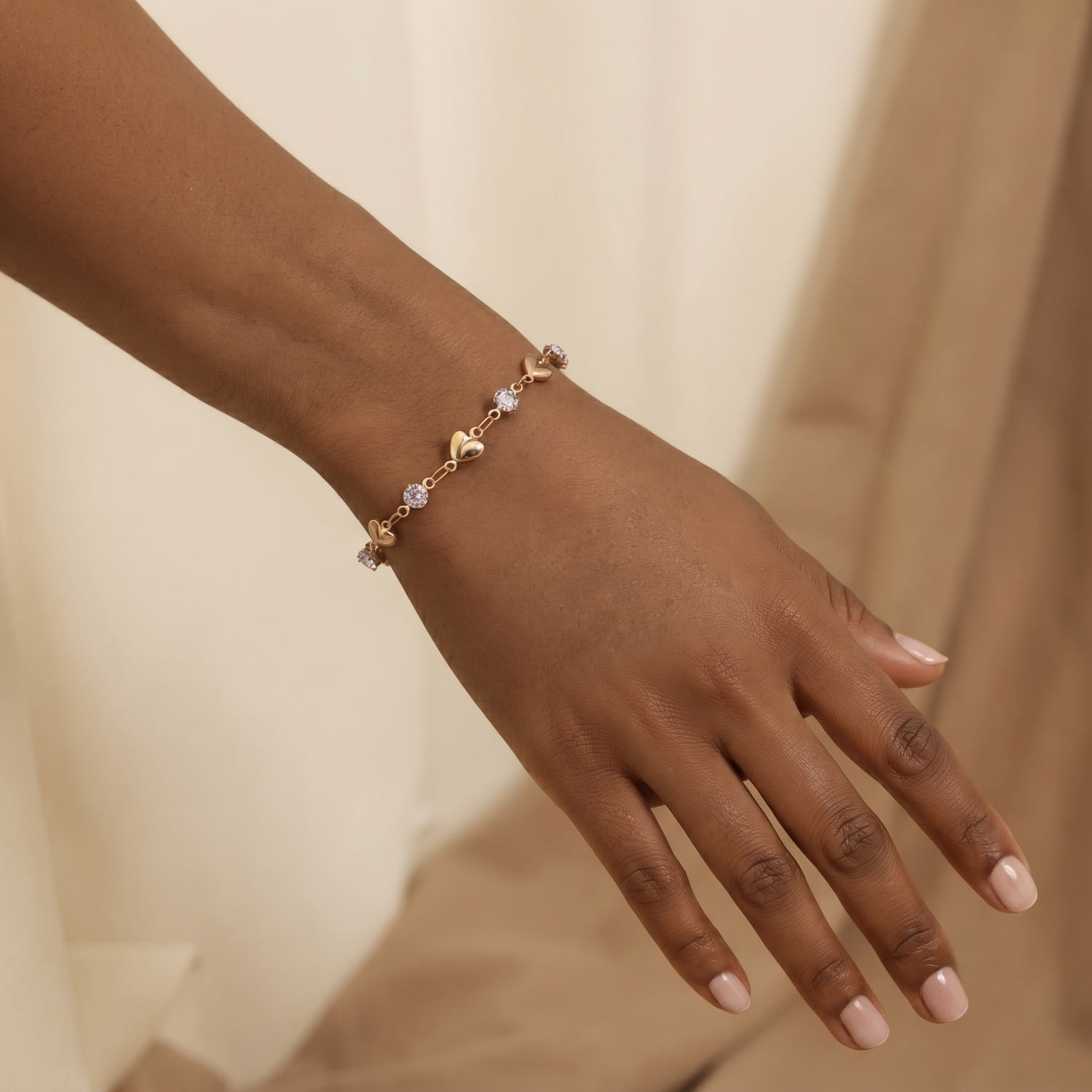 Pulseira Corações com Zircónias