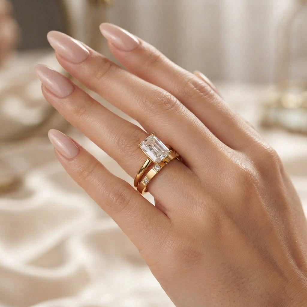 Anillo de compromiso en plata de ley 925 con moissanita