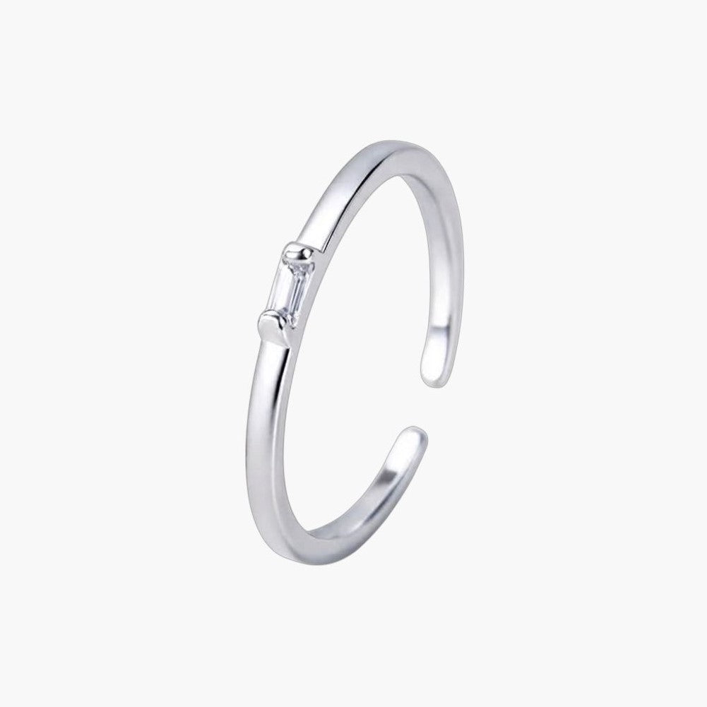 Anillo abierto ajustable sencillo y liso para mujer