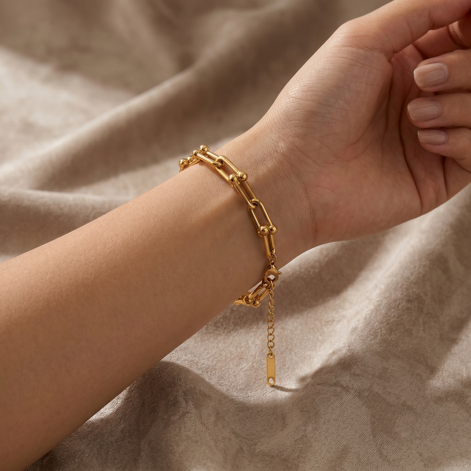 Pulseira Elegante de Elos em Aço Inoxidável