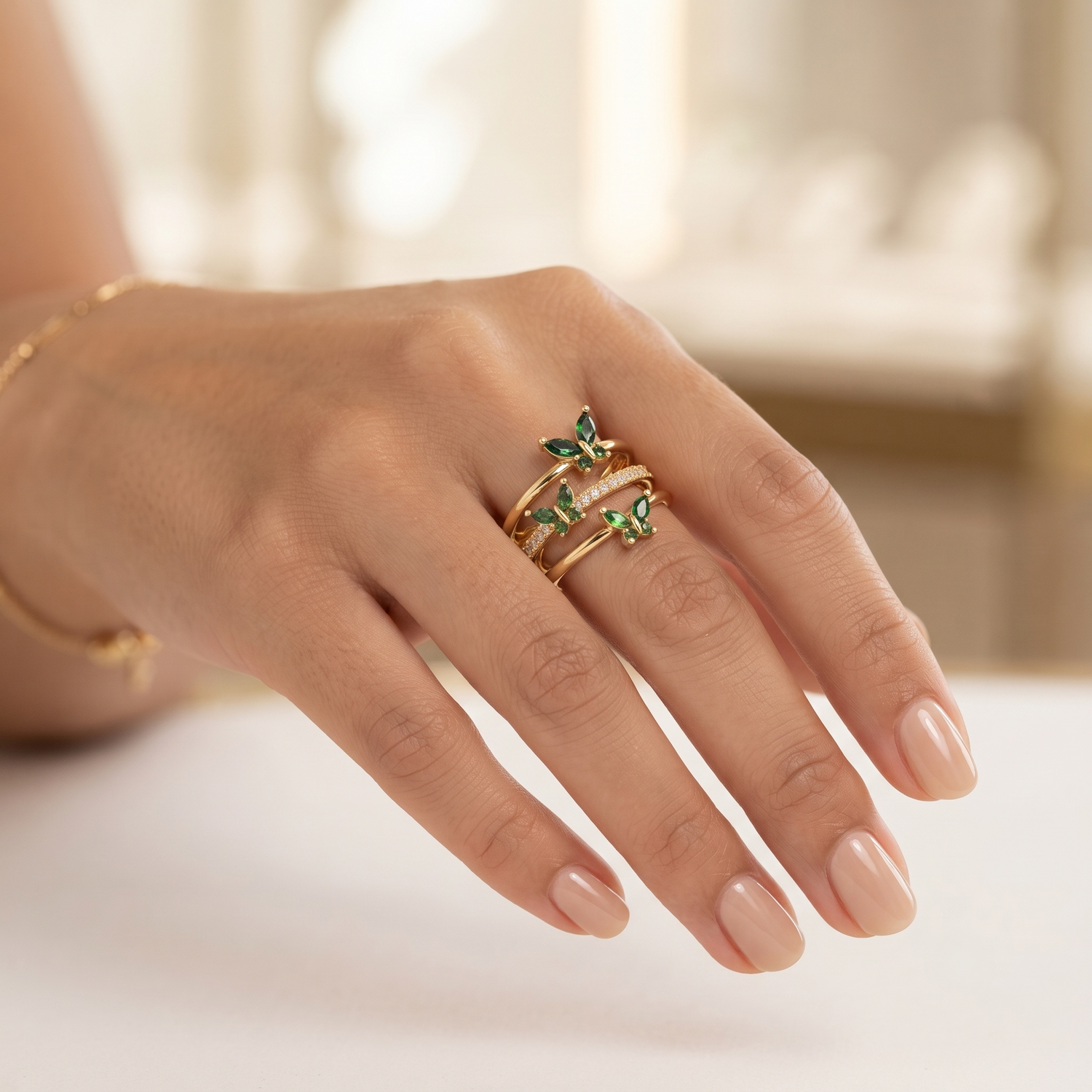 Anel Borboletas Encantadas em Prata de Lei 925