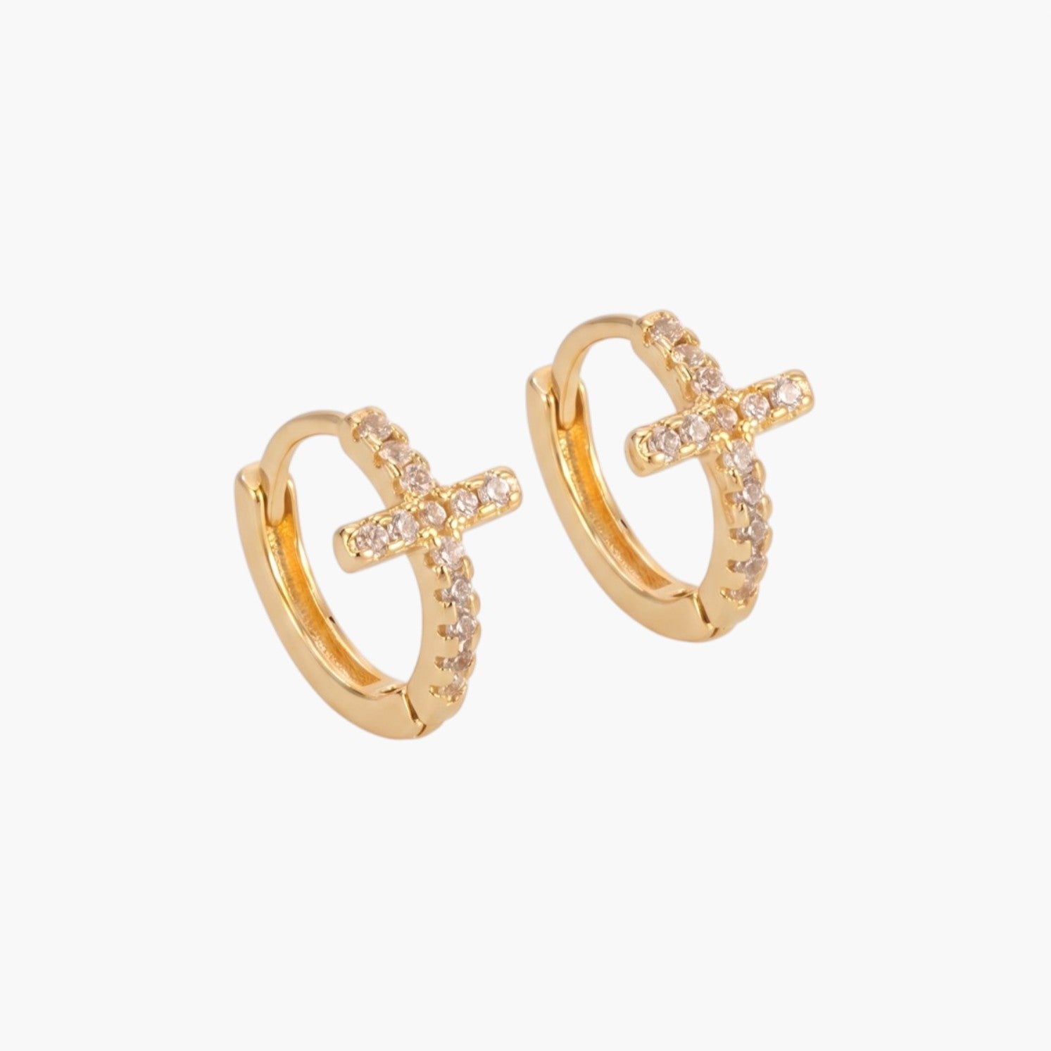 Brincos Argola com Cruz e Zircónias