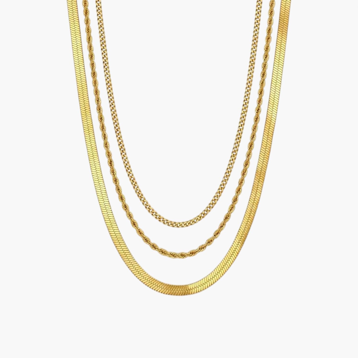 Conjunto de 3 Colares Choker em Aço Inoxidável