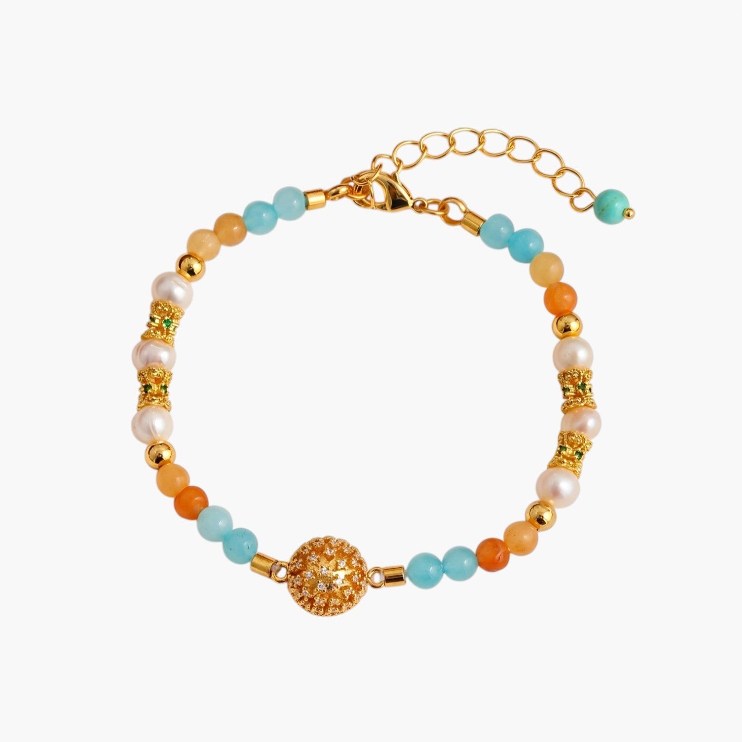 Pulseira em Pedra Natural com Pérolas e Zircónias