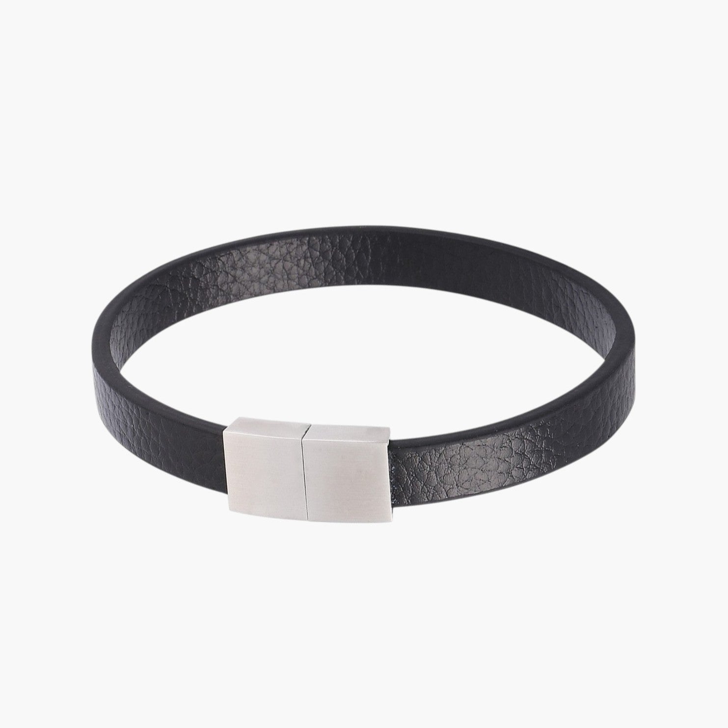 Pulseira Minimalista em Couro e Aço Inoxidável
