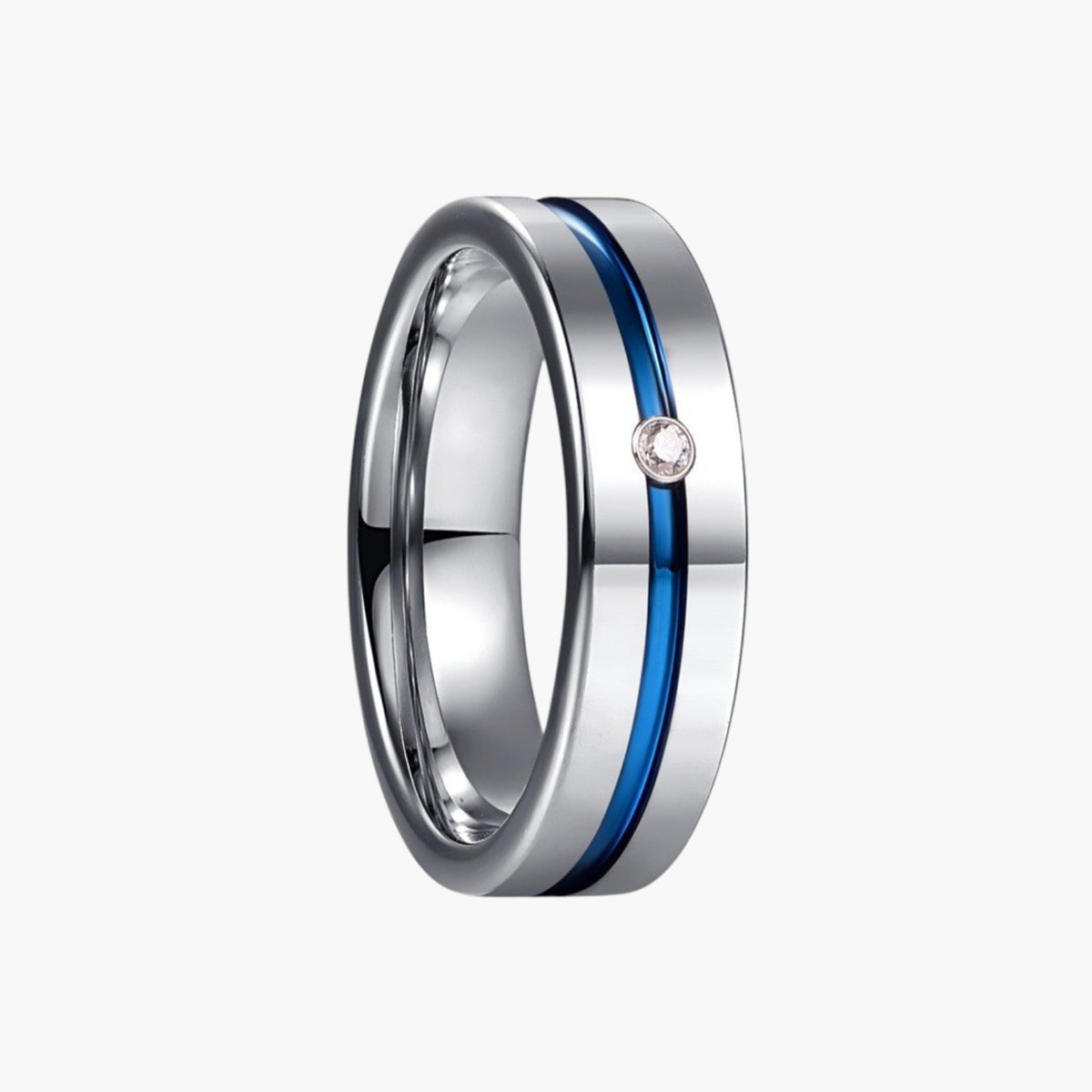 Anel Solitaire em Aço de Tungsténio