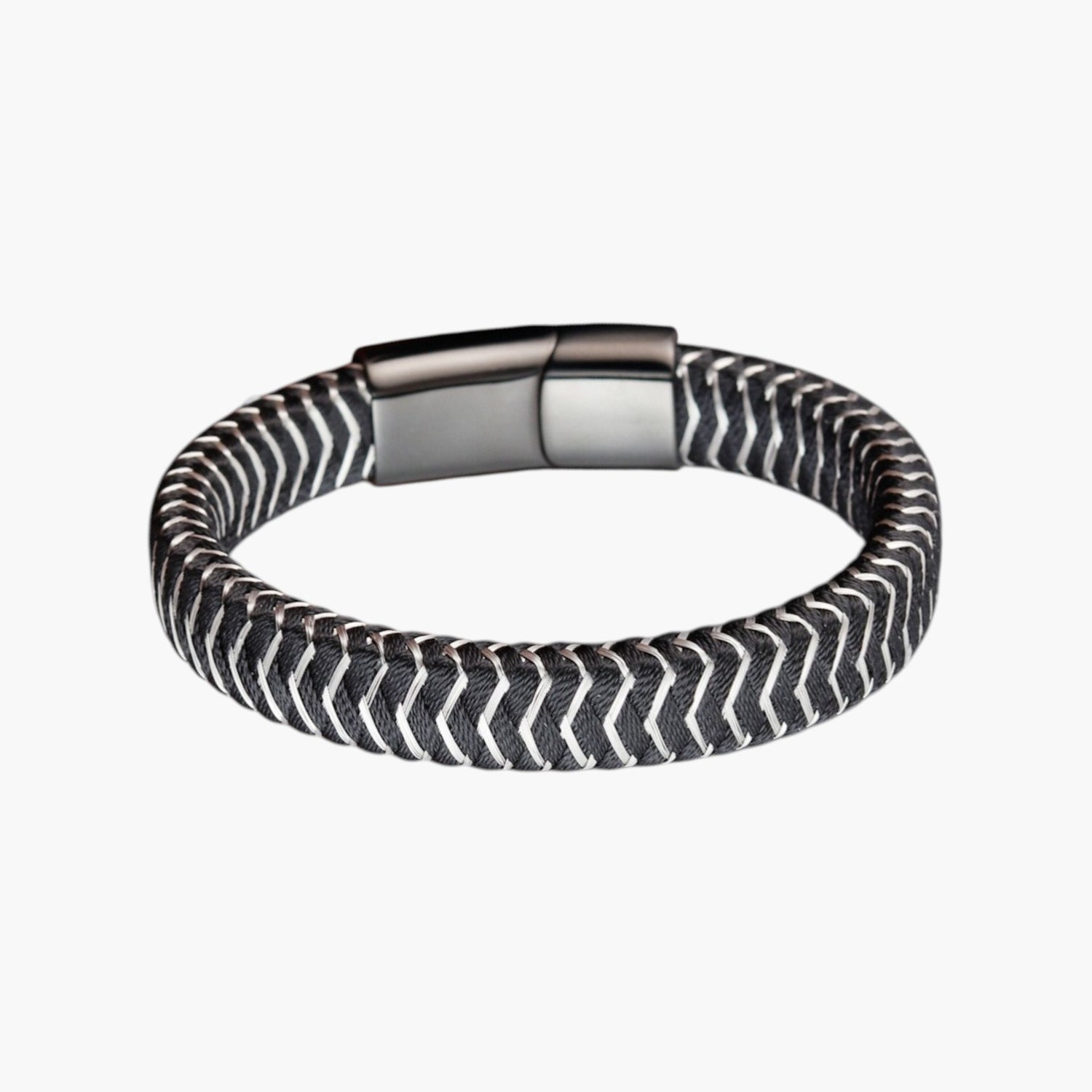 Pulseira de Couro e Aço Inoxidável