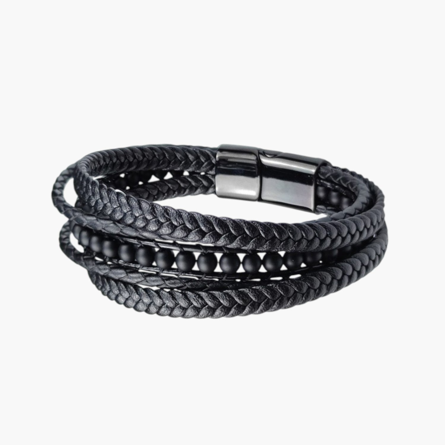 Pulseira de Couro e Pedra Natural