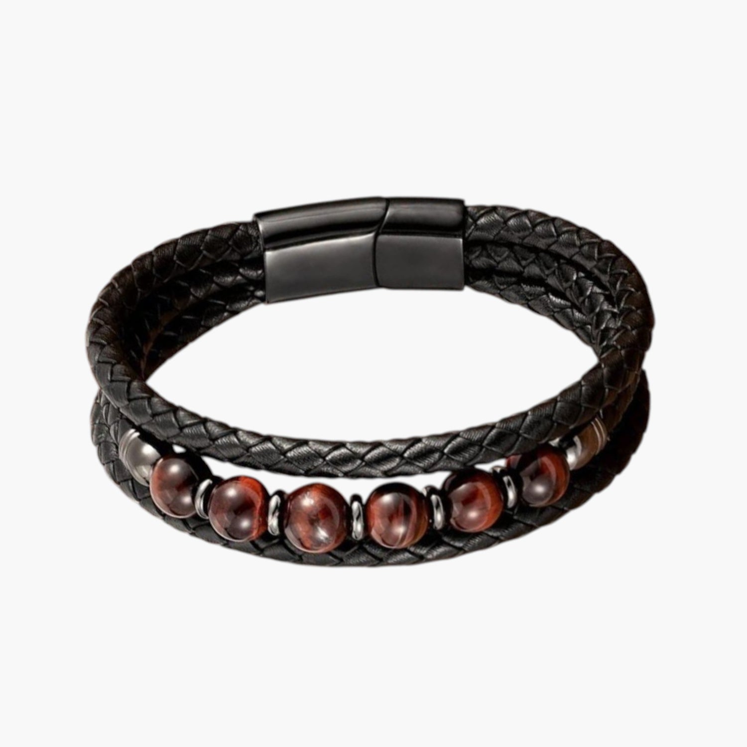 Pulseira de Couro e Pedra Natural