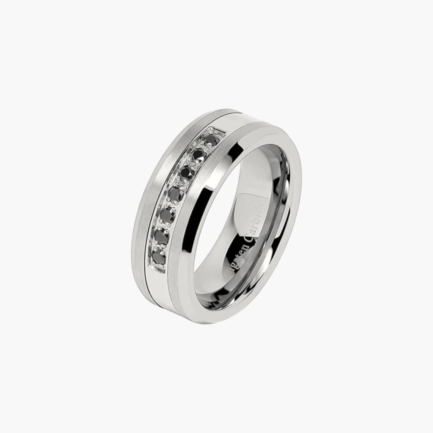 Anel em Aço de Tungsténio com Zircónias
