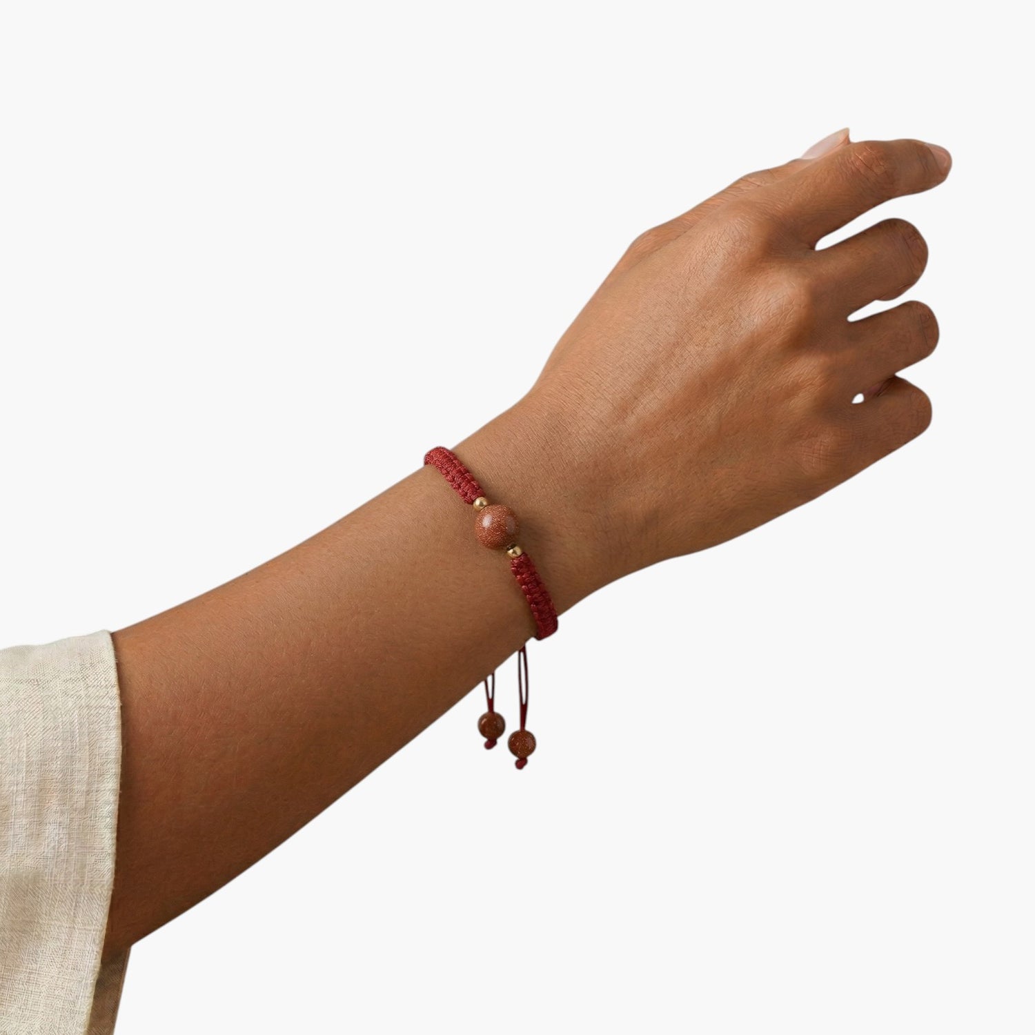 Pulseira Trançada em Corda com Cinnabar Vermelho
