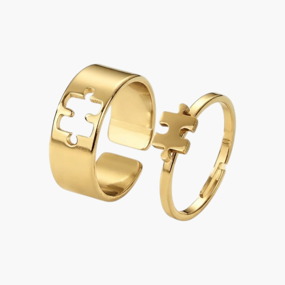 Conjunto de Anéis Puzzle em Aço Inoxidável