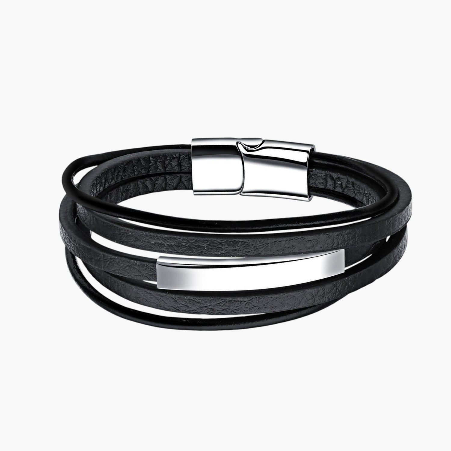 Pulseira de Couro e Aço Inoxidável